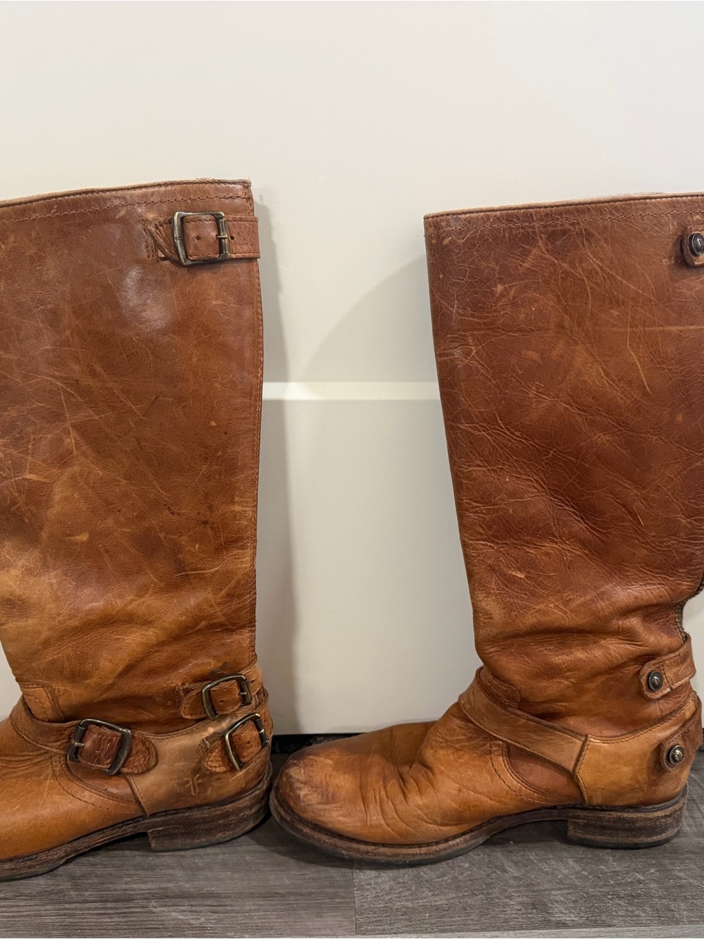 Frye Leather Veronica Riding Boots with back zip